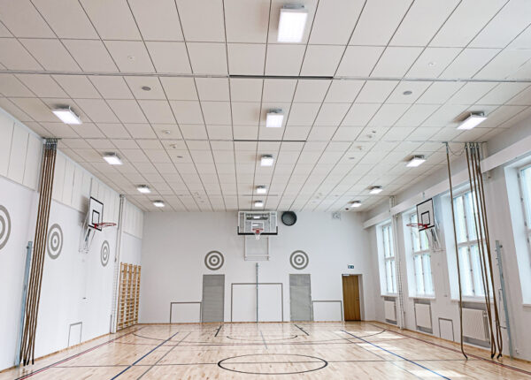 Suspended ceilings with acoustic plaster