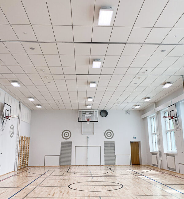 Suspended and acoustic plaster ceilings, partition walls - Aleksis Kiven Primary School